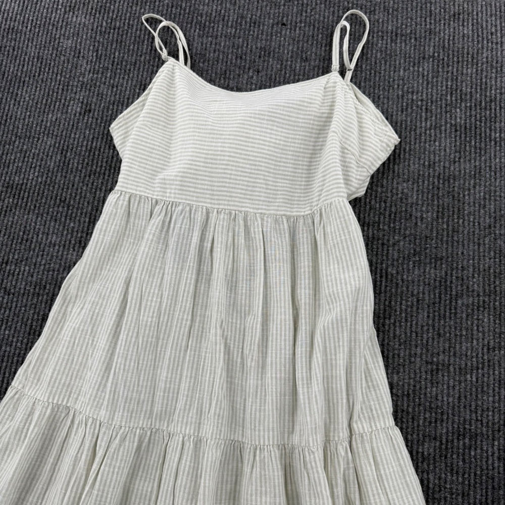 Vero Moda VMJILY Womens XL Sage Green White Striped Tiered Midi Dress Open Back